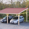 Immagine di Tettoia misure mt.4,50x6,32 h.2,20/3,40 in legno + copertura 2 posti auto art.AV4563BM