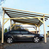 Immagine di Tettoia misure mt.4,50x6,32 h.2,20/3,40 in legno 2 posti auto art.AV4563STL